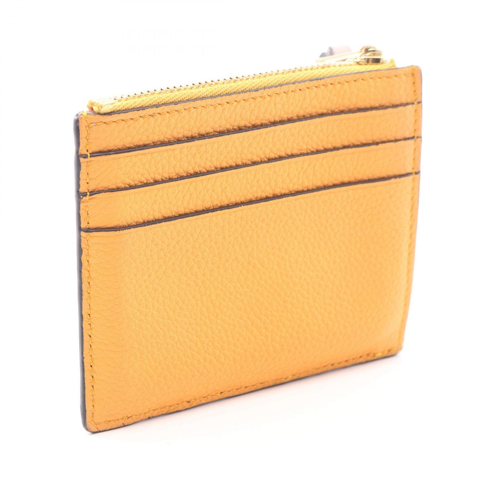Loewe Coin Case Anagram Square Card Holder with Key Ring Apricot Orange Leather — view 2