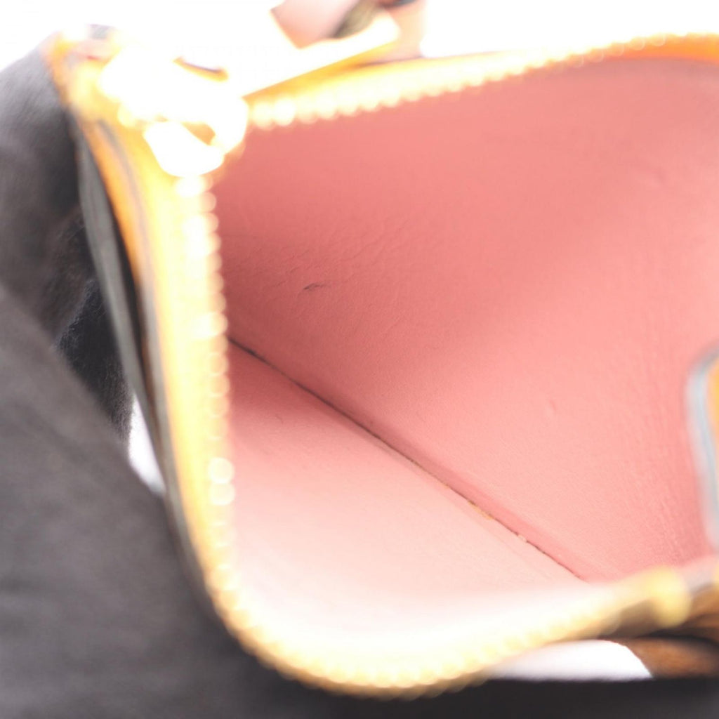 Loewe Coin Case Anagram Square Card Holder with Key Ring Apricot Orange Leather — view 6