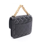 Chanel Shoulder Bag Quilted Black Lambskin Trichomaterial Small Chain — view 2
