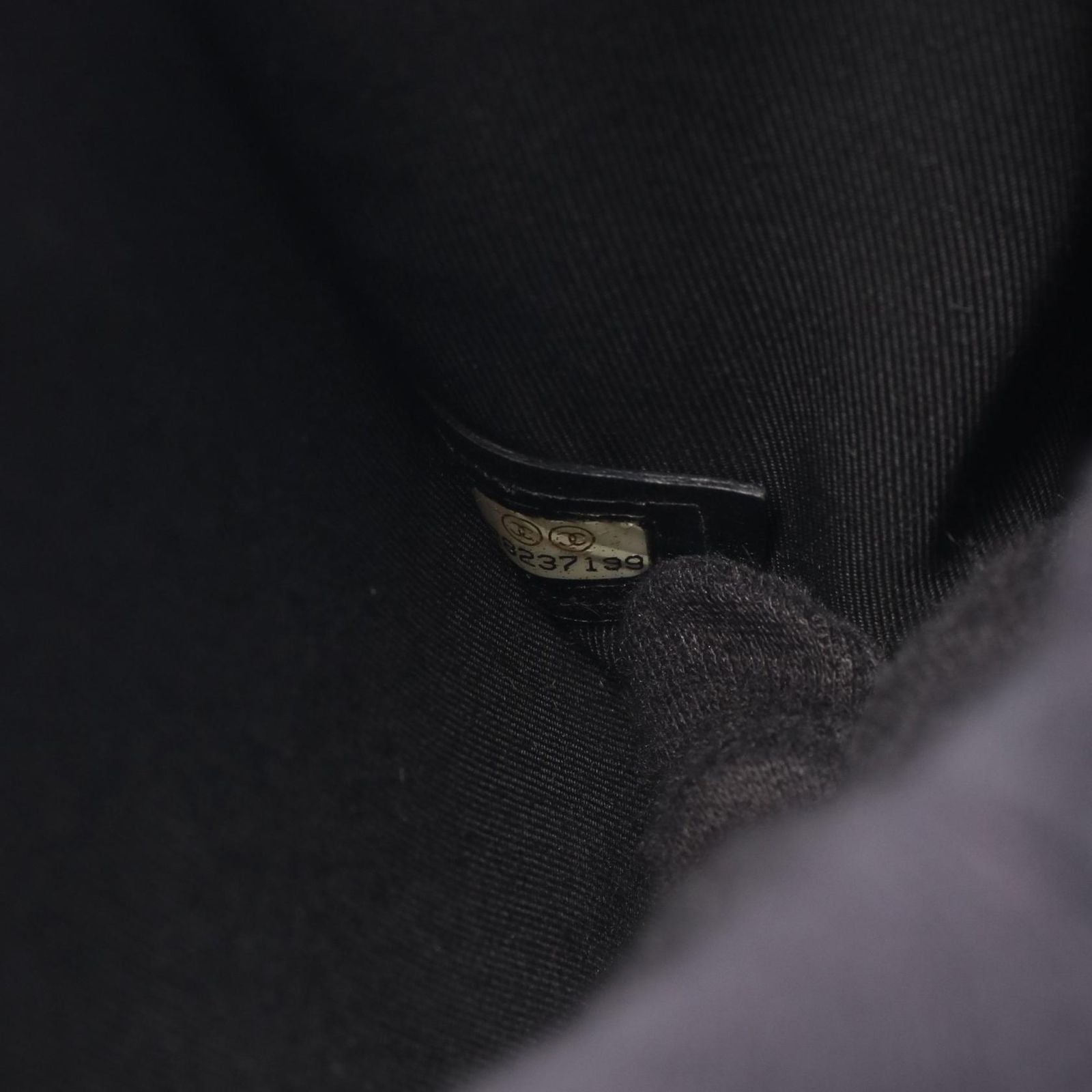 Chanel Shoulder Bag Quilted Black Lambskin Trichomaterial Small Chain — view 5