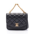 Chanel Shoulder Bag Quilted Black Lambskin Trichomaterial Small Chain