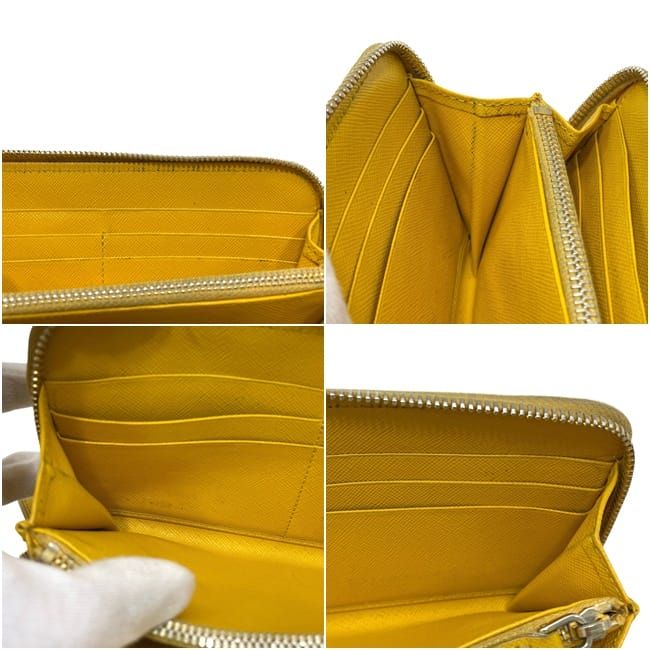 Prada Wallet Zip Around 85 Perforated Leather Yellow — view 3