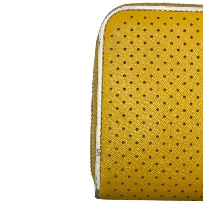 Prada Wallet Zip Around 85 Perforated Leather Yellow — view 7