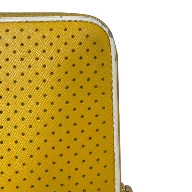 Prada Wallet Zip Around 85 Perforated Leather Yellow — view 8