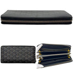Goyard Zip Around Wallet Matignon GM Round Zip Leather Black Herringbone — view 2