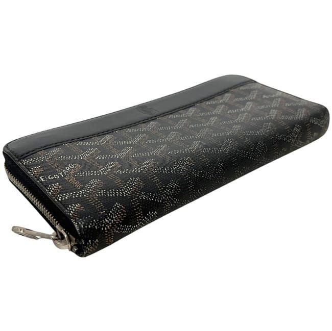 Goyard Zip Around Wallet Matignon GM Round Zip Leather Black Herringbone — view 6