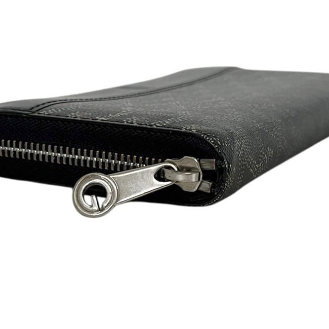 Goyard Zip Around Wallet Matignon GM Round Zip Leather Black Herringbone — view 8