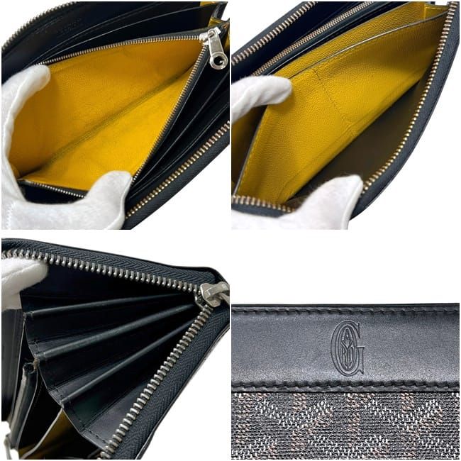 Goyard Zip Around Wallet Matignon GM Round Zip Leather Black Herringbone — view 3