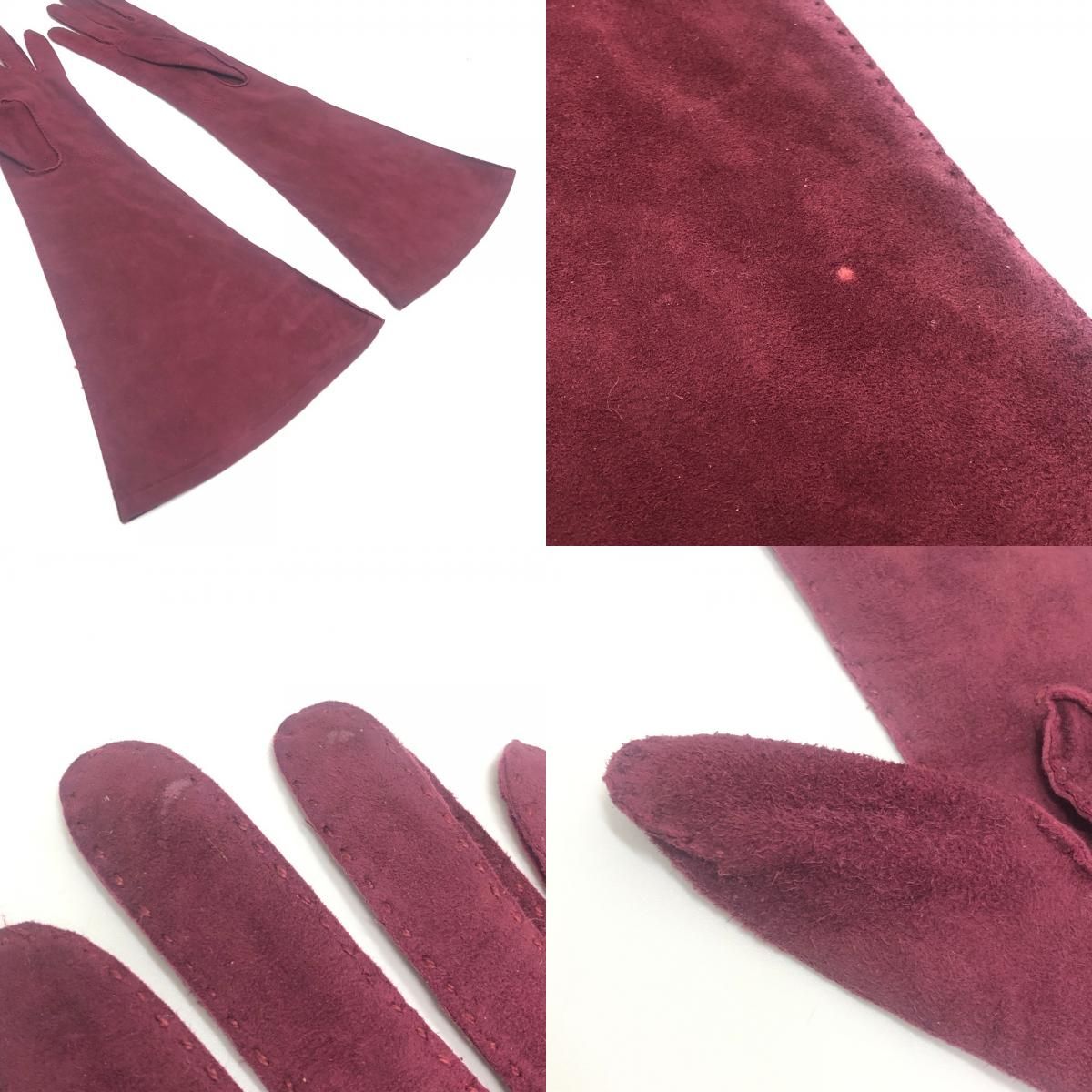 Chanel Gloves CC Logo Suede Wine — view 7
