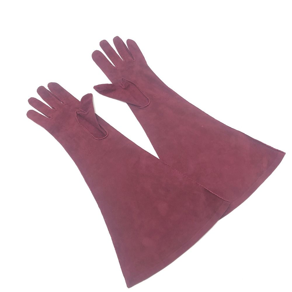 Chanel Gloves CC Logo Suede Wine