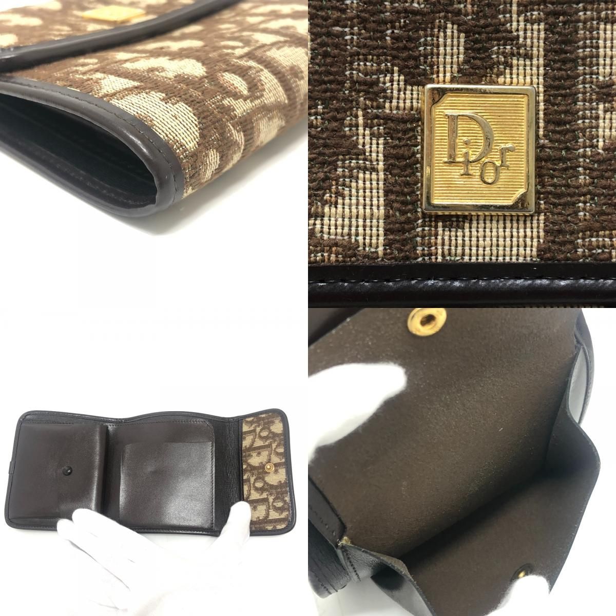 Dior Trifold Wallet Trotter Pattern Canvas Brown — view 8