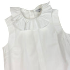 Chanel Frill Neck Sleeveless Shirt Back Button 34 White Cotton — view 4