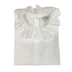 Chanel Frill Neck Sleeveless Shirt Back Button 34 White Cotton — view 7