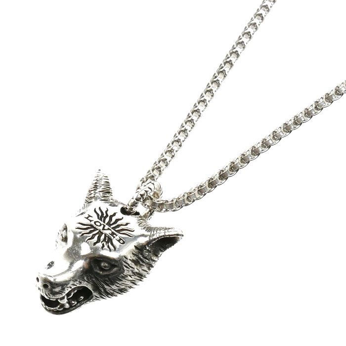 Gucci 925 Sterling Silver Anga Forest Wolf Head Necklace 50.5 56