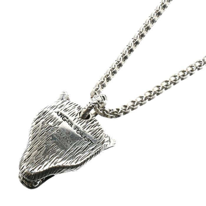 Gucci 925 Sterling Silver Anga Forest Wolf Head Necklace 50.5 56 — view 3