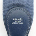 Hermes Ten Shoulder Strap Blue Navy Silver Canvas Leather — view 4