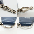 Hermes Ten Shoulder Strap Blue Navy Silver Canvas Leather — view 7