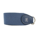 Hermes Ten Shoulder Strap Blue Navy Silver Canvas Leather