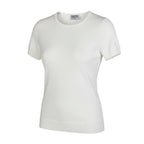 Chanel CC Logo Short Sleeve Knit Sweater 40 White Cotton