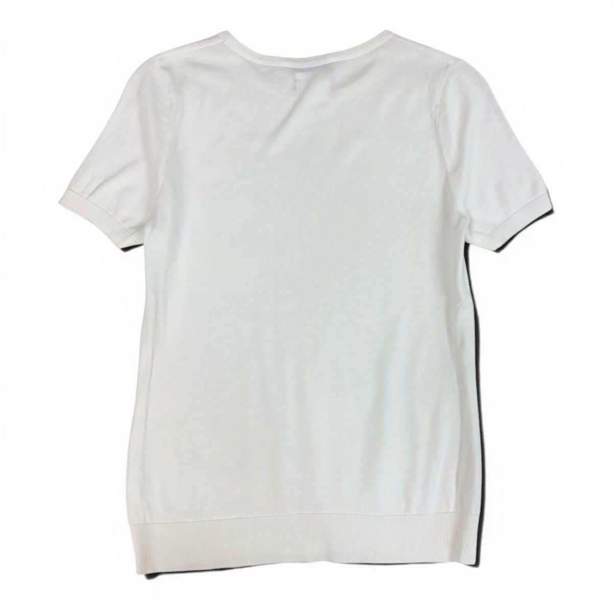 Chanel CC Logo Short Sleeve Knit Sweater 40 White Cotton — view 3