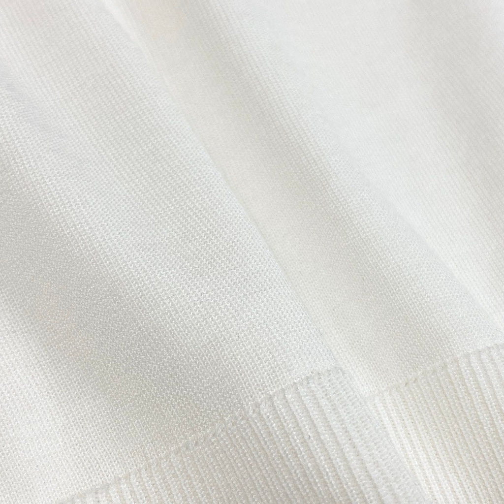 Chanel CC Logo Short Sleeve Knit Sweater 40 White Cotton — view 7