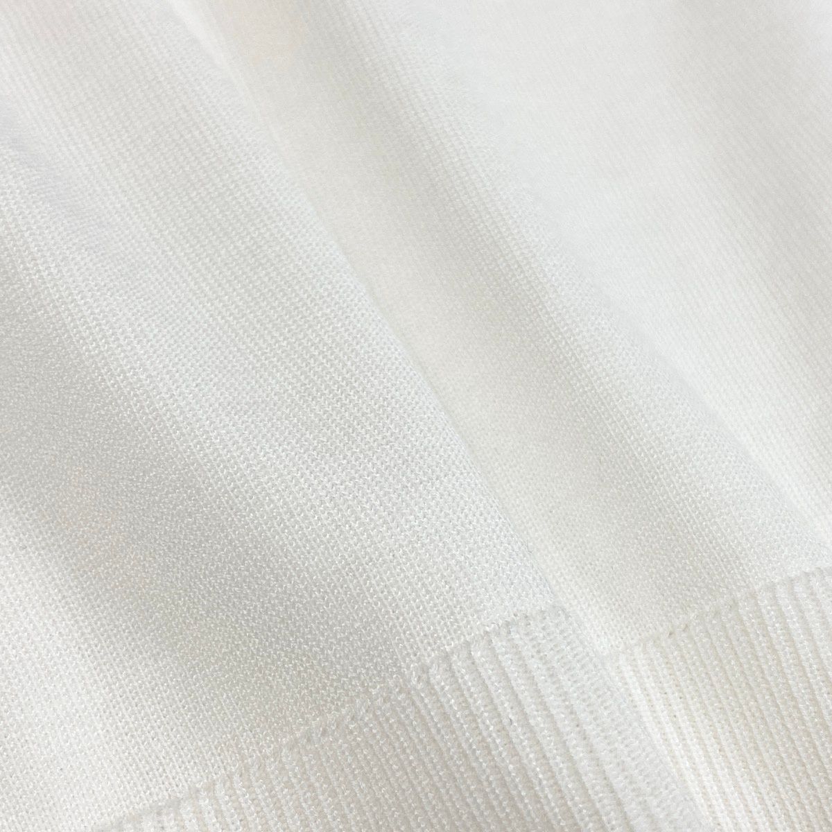 Chanel CC Logo Short Sleeve Knit Sweater 40 White Cotton — view 7