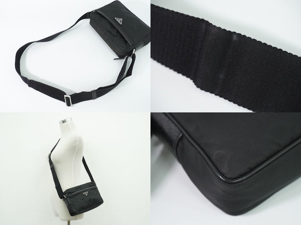 Prada Nylon Shoulder Bag Pochette Black — view 6