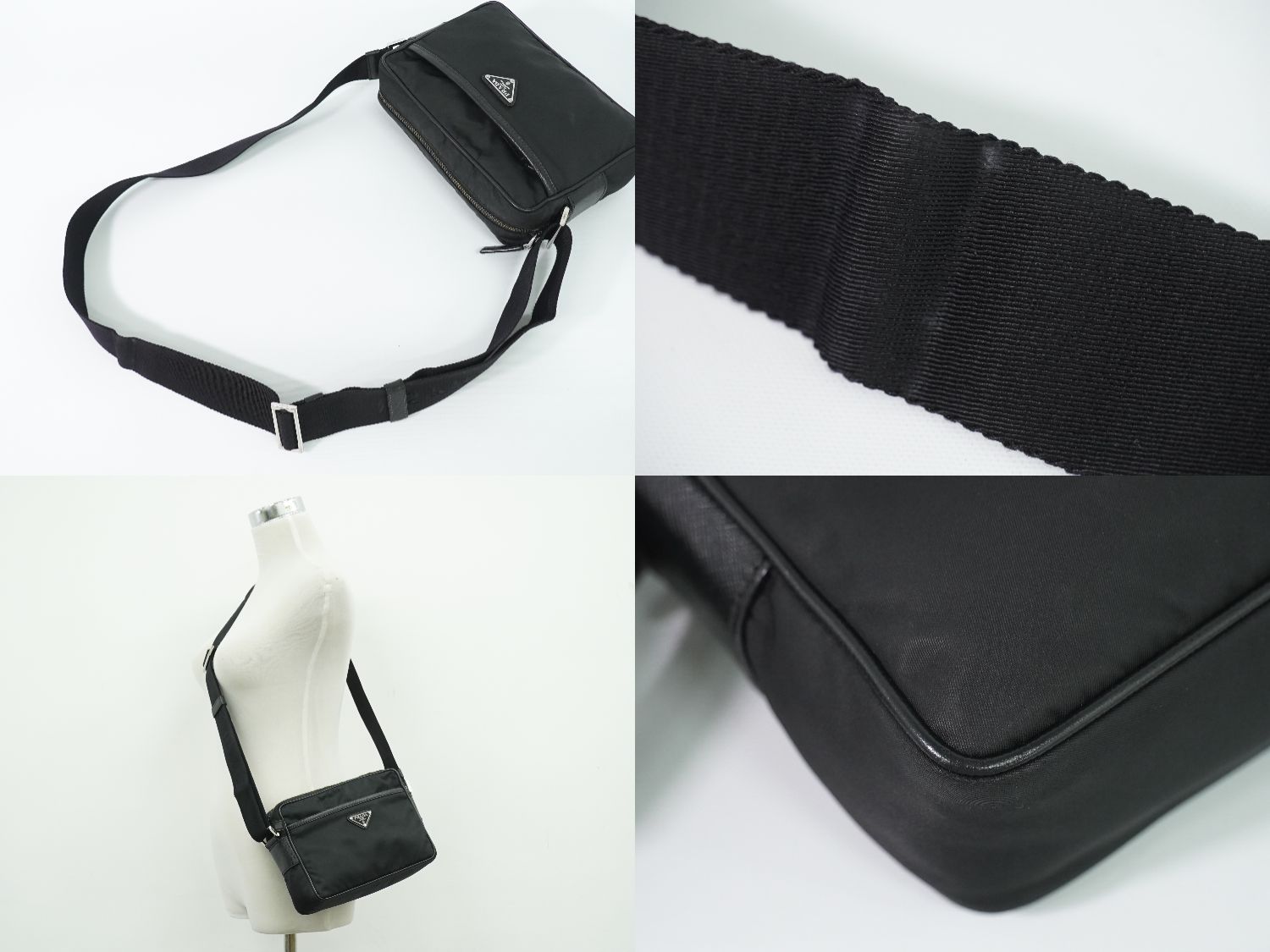 Prada Nylon Shoulder Bag Pochette Black — view 6