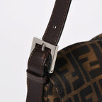Fendi Mamma Baguette Bag Canvas Leather Brown Zucca Pattern Silver — view 4