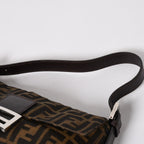 Fendi Mamma Baguette Bag Canvas Leather Brown Zucca Pattern Silver — view 8