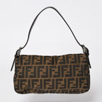 Fendi Mamma Baguette Bag Canvas Leather Brown Zucca Pattern Silver — view 2