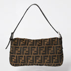 Fendi Mamma Baguette Bag Canvas Leather Brown Zucca Pattern Silver — view 2