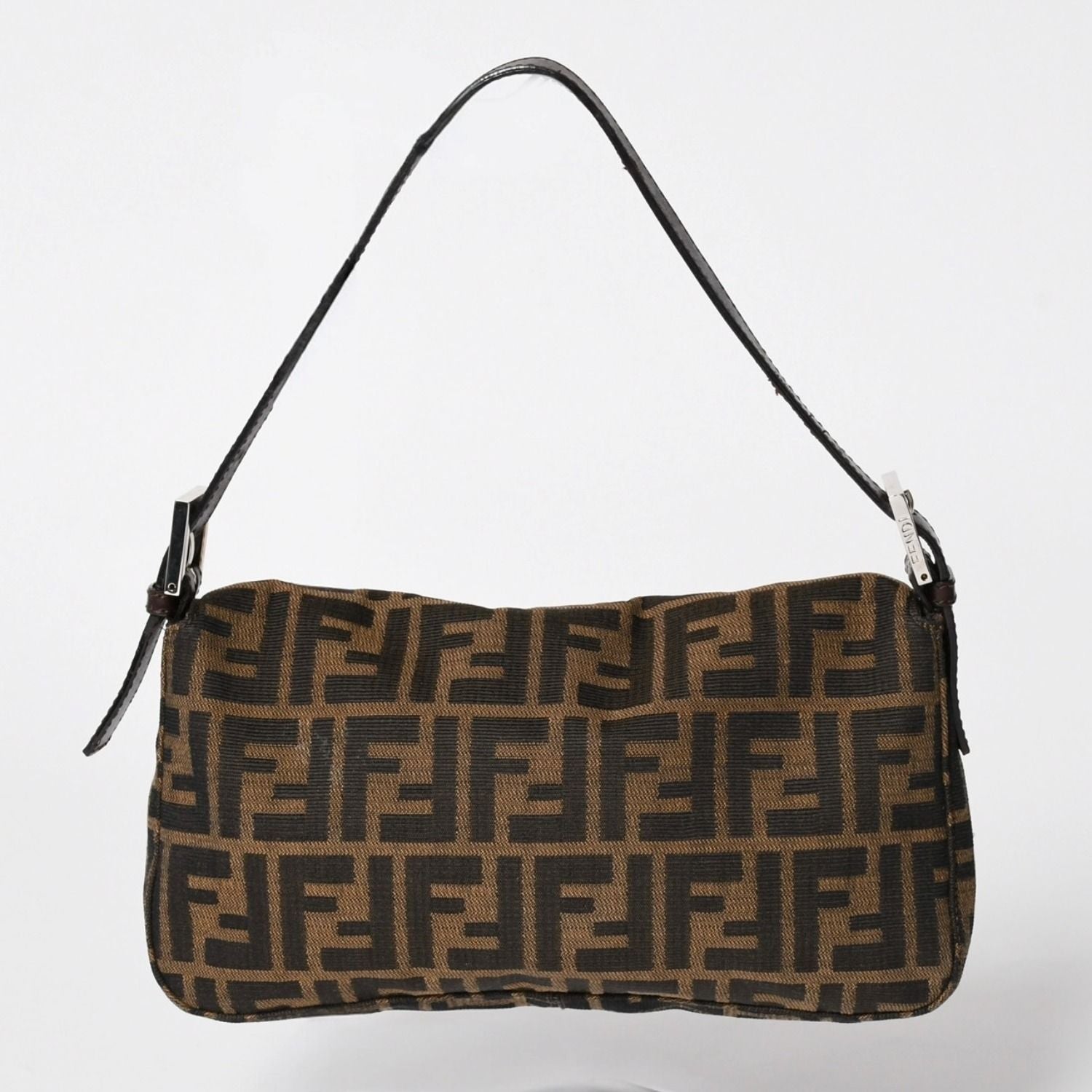 Fendi Mamma Baguette Bag Canvas Leather Brown Zucca Pattern Silver — view 2