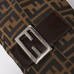 Fendi Mamma Baguette Bag Canvas Leather Brown Zucca Pattern Silver — view 7