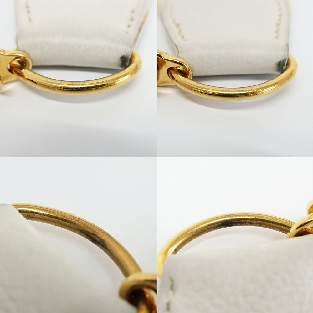 Hermes Ten Shoulder Strap White Gold Canvas Leather — view 7