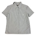 Chanel CC Logo Short Sleeve Striped Shirt 38 Gray White Cotton