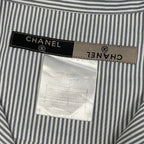 Chanel CC Logo Short Sleeve Striped Shirt 38 Gray White Cotton — view 8