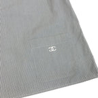 Chanel CC Logo Short Sleeve Striped Shirt 38 Gray White Cotton — view 7