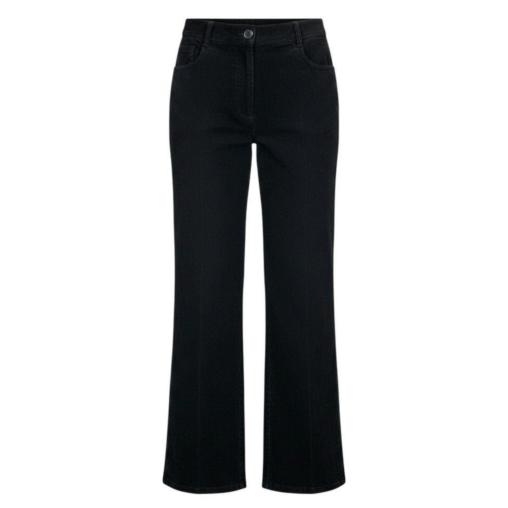 Chanel CC Logo Embroidery Black Denim Pants 36