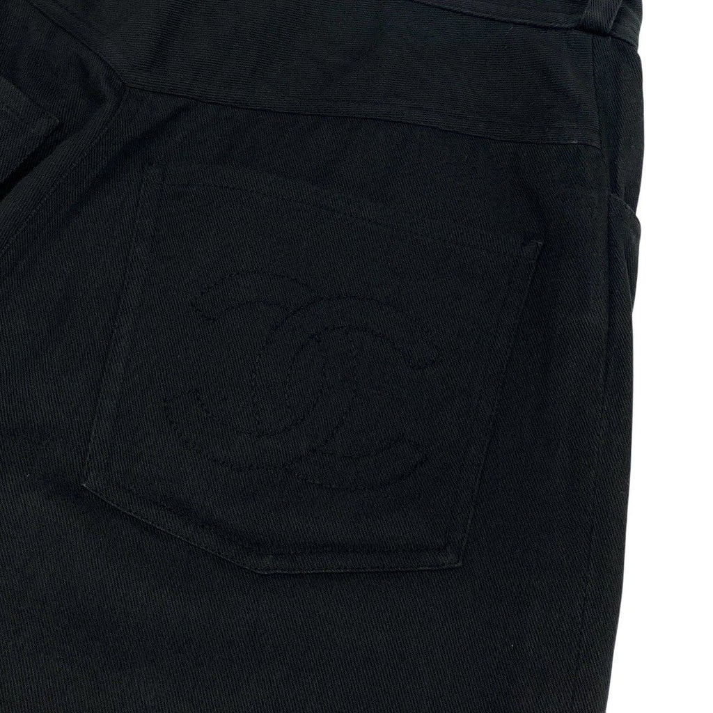Chanel CC Logo Embroidery Black Denim Pants 36 — view 8