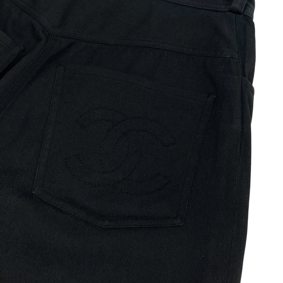 Chanel CC Logo Embroidery Black Denim Pants 36 — view 8