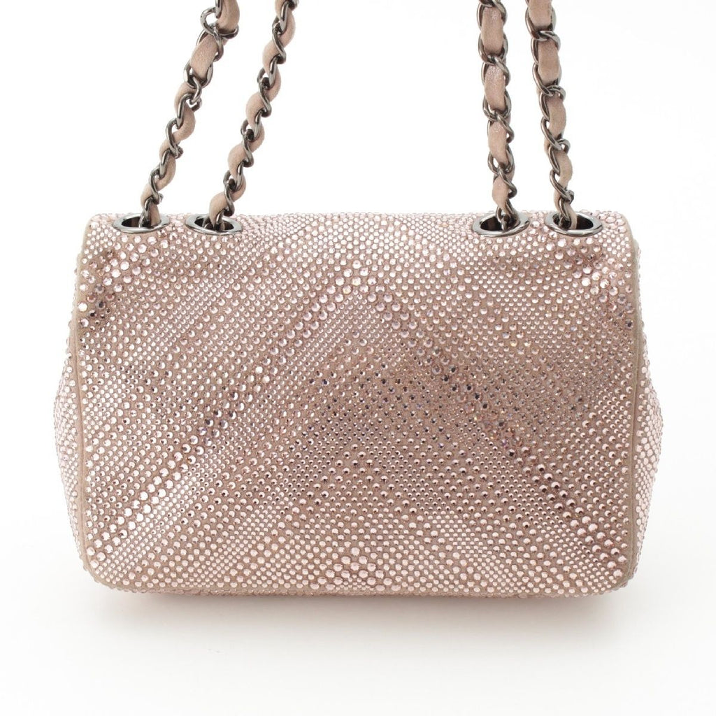 Chanel Rhinestone CC Logo Turnlock Swarovski Chain Shoulder Bag Pink — view 4