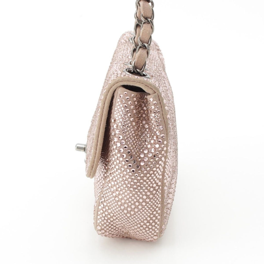 Chanel Rhinestone CC Logo Turnlock Swarovski Chain Shoulder Bag Pink — view 3