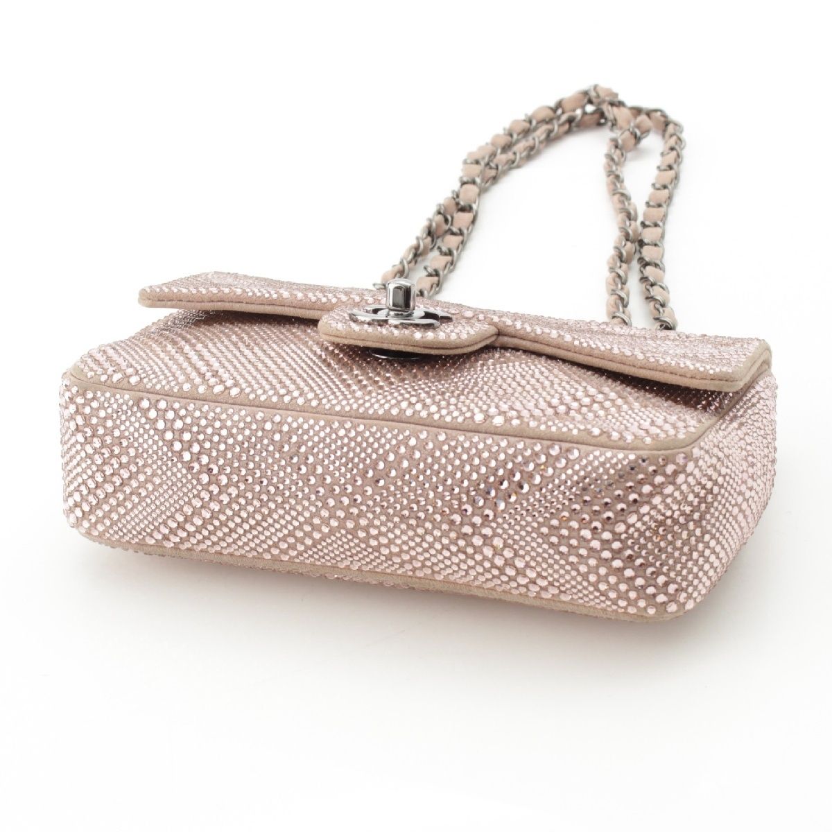 Chanel Rhinestone CC Logo Turnlock Swarovski Chain Shoulder Bag Pink — view 5