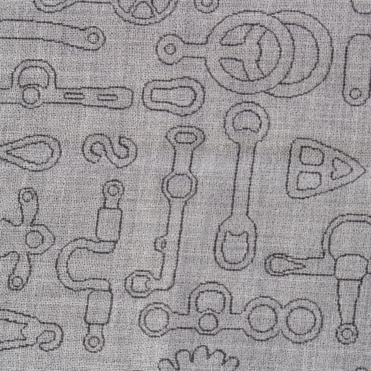 Hermes Cashmere Silk Horse Tack Pattern Large Shawl Scarf Gray — view 4