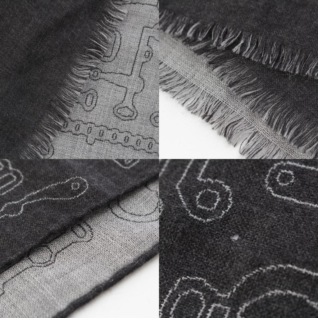 Hermes Cashmere Silk Horse Tack Pattern Large Shawl Scarf Gray — view 8