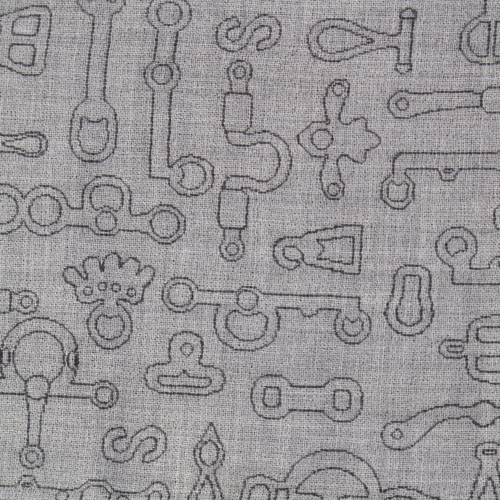 Hermes Cashmere Silk Horse Tack Pattern Large Shawl Scarf Gray — view 5