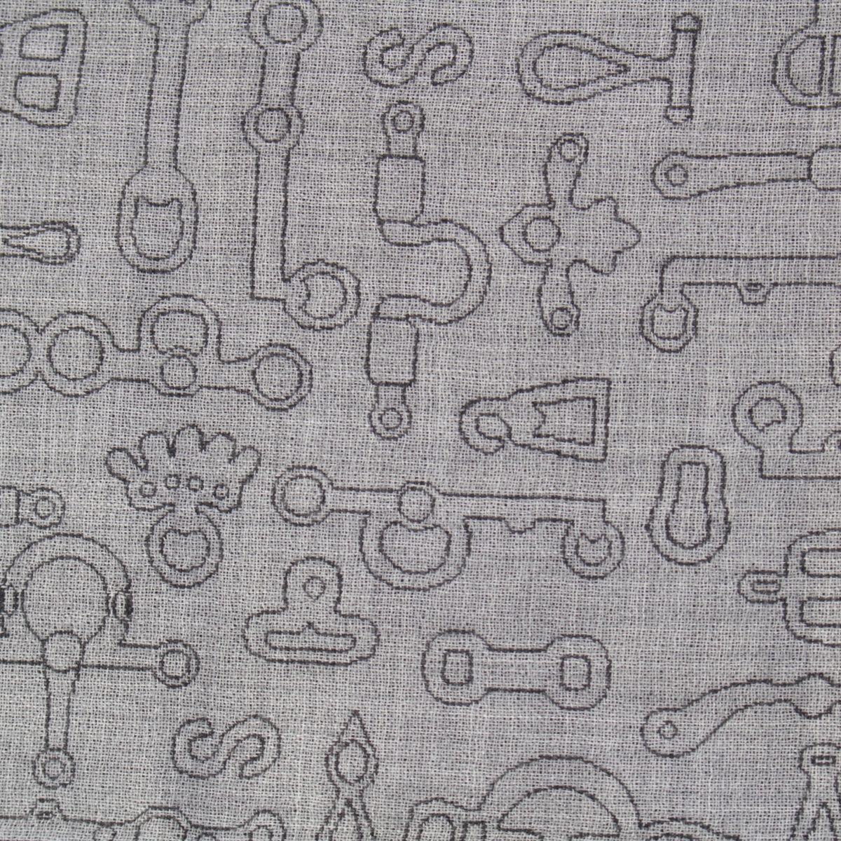 Hermes Cashmere Silk Horse Tack Pattern Large Shawl Scarf Gray — view 5
