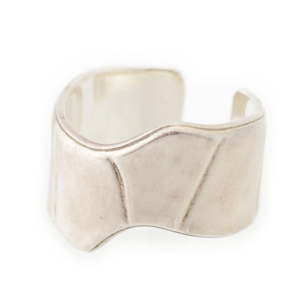 Hermes Memoire Croco Bamboo Pattern Ring Ali Silver