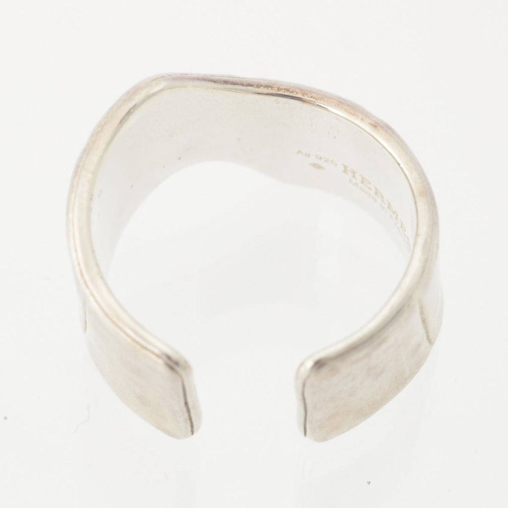 Hermes Memoire Croco Bamboo Pattern Ring Ali Silver — view 6